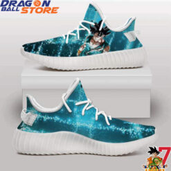 Awesome Goku Base Form Aqua Blue Dragon Ball Z Yeezy Sneakers