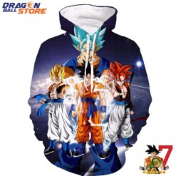 DBZ Goku Gogeta Gohan Super Saiyan Blue God Potala Thunder Galaxy Design Hoodie