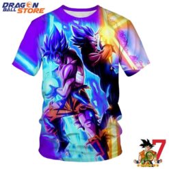 Dragon Ball Goku And Vegeta Blue Kamehameha Awesome T-Shirt