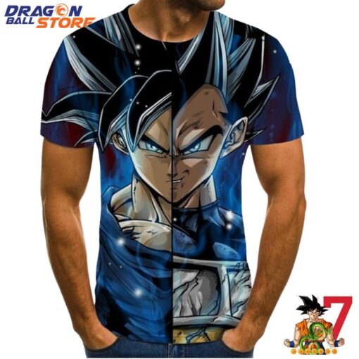 Dragon Ball Half Goku Half Vegeta Blue T-Shirt