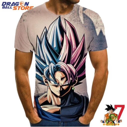 Dragon Ball Son Goku Black And Blue Half Face T-Shirt