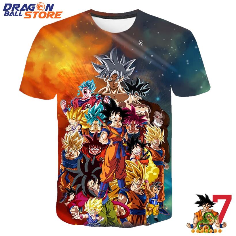 Dragon Ball Z All Super Saiyans Colorful T-Shirt