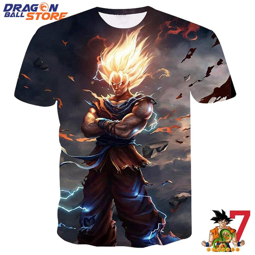 Super Saiyan Son Goku Amazing Energy Thunder T-Shirt