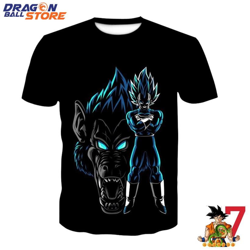 Vegeta And Head Of Dragon Blue Light DBZ T-Shirt