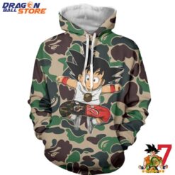 Dragon Ball Hoodie Cute Jumping Kid Goku Cameo Camouflage Streetwear Hoodie