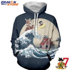 Dragon Ball Hoodie DBZ Kid Goku And Master Roshi Surfing To Kame House Hoodie