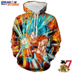 Dragon Ball Hoodie Dragon Ball Son Goku Blue Hair Kamehameha Power Hoodie