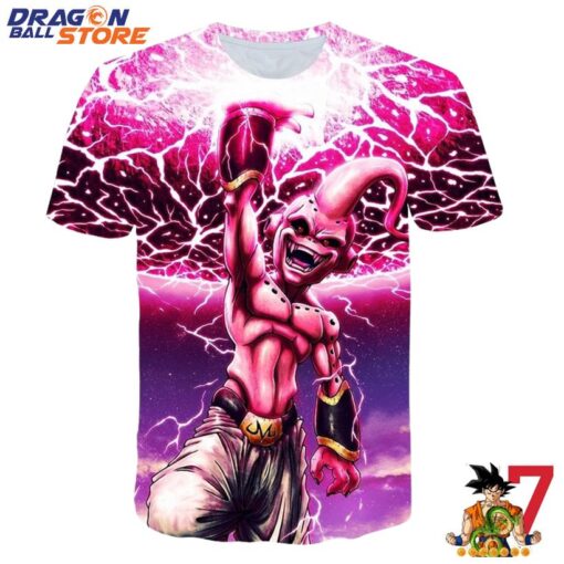 Dragon Ball T-Shirt - DBZ Kid Buu Super Villain Giant Ki Blast Realistic T-Shirt
