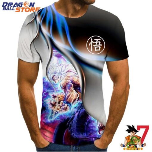 Dragon Ball T-Shirt - DBZ Son Goku Amazing Lightning Power Up White Hair T-Shirt