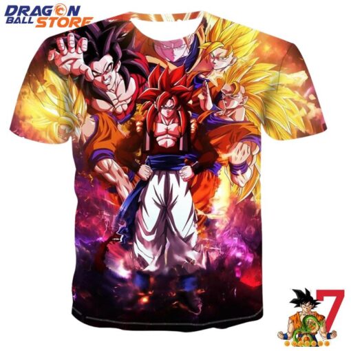 Dragon Ball T-Shirt - Dragon Ball Amazing Goku All Forms Super Saiyan T-Shirt