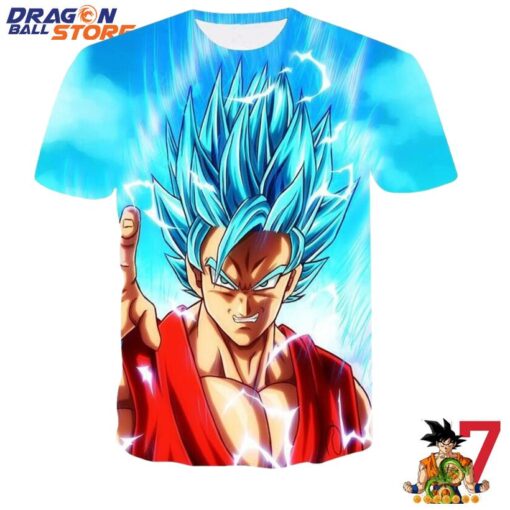 Dragon Ball T-Shirt - Dragon Ball Goku God Blue Super Cool Face T-Shirt