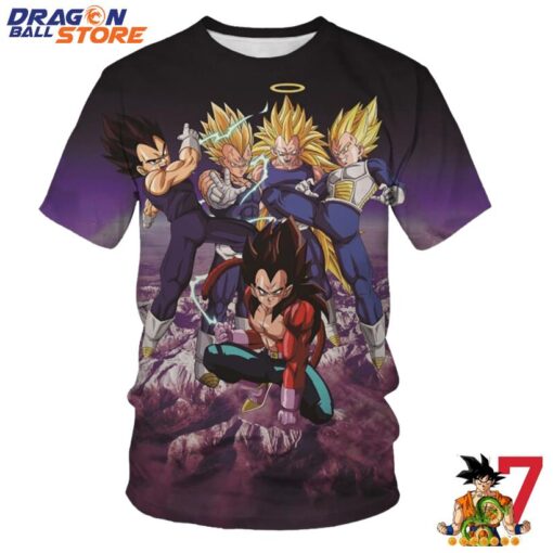 Dragon Ball T-Shirt - Dragon Ball Super Saiyans All Version Of Vegeta T-Shirt