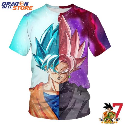 Dragon Ball T-Shirt - Dragon Ball Z Super Black Goku Rose 2 Blue Cool T-Shirt