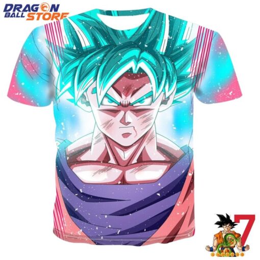 Dragon Ball T-Shirt - Dragon Ball Z Super Saiyan Goku Blue God Serious Face T-Shirt