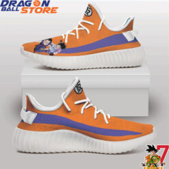 Dragon Ball Yeezy - Adorable Gohan and Videl Dragon Ball Z Kanji Logo Yeezy Shoes