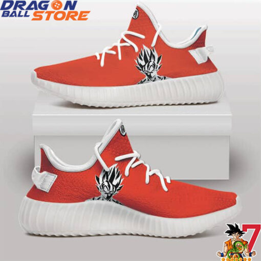 Dragon Ball Yeezy - Goku Monochrome Art with Kanji Logo Orange Yeezy Shoes