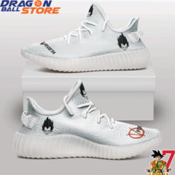 Dragon Ball Yeezy - V For Vegeta Logo Minimalist White Dragon Ball Z Yeezy Sneakers