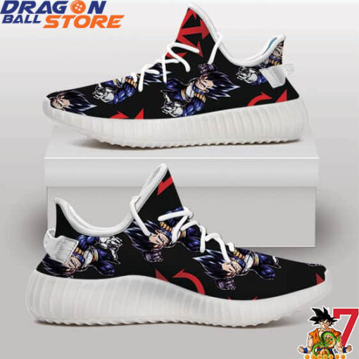 Dragon Ball Yeezy - Vegeta Royal Family Crest Symbol Black Yeezy Shoes