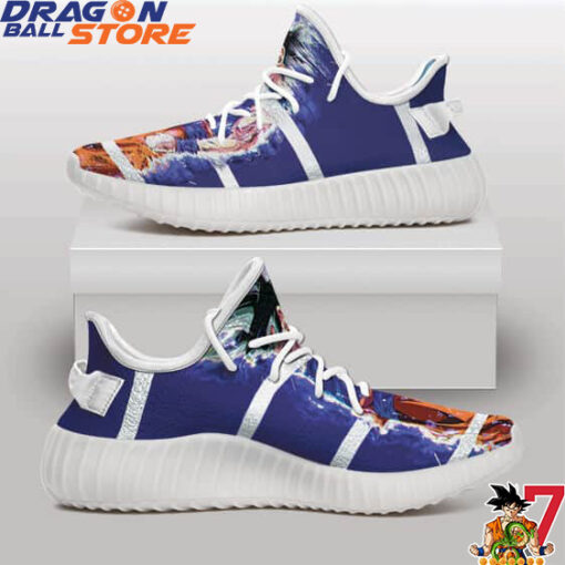 Yeezy Shoes Bruised Son Goku Stripes Navy Blue Dragon Ball Z
