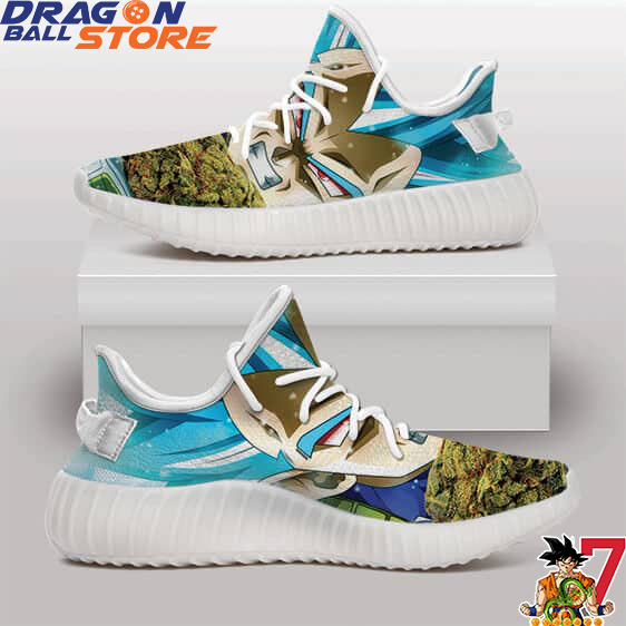 Yeezy Shoes Vegeta SSJ Blue Holding Nug Stoner Weed