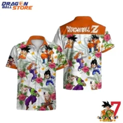 Dragon Ball Z Goku Vegeta Piccolo Tropical Flowers Hawaiian Shirt