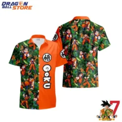 Goku Tropical Leaf Orange Hawaiian Shirt